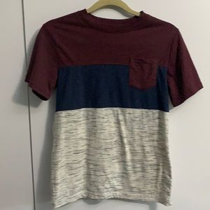Unused red/gray/blue striped shirt for boys summer